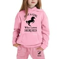 thumbnail image 4 of shqvo Just A Girl Who Loves Fall Long Sleeve Shirt Girls Hoodie Outfits 2pc Set Kids Hooded Sweatshirt with Sweatpant Comfy Casual Outfit Loungewear Horse Gifts for Girls 8-12, 4 of 4