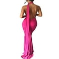 thumbnail image 2 of Womens Maxi Bodycon Dress Halterneck Backless Slim Fit Solid Cocktail Dresses for Evening Party, 2 of 4