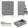 thumbnail image 2 of UEV Grey 4 Drawer Dresser for Bedroom, Tall Dresser with Large Drawer & Golden Handles, Wooden Modern Storage Cabinet Chest of Drawer for Living ROM, Closet, Hallway (Grey), 2 of 14