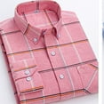 thumbnail image 3 of BiZtdJrK Mens Plaid Dress Shirts Long Sleeve Button Down Shirt Regular Fit Busines Casual Outfits Work Tops with Pocket Pink S, 3 of 4
