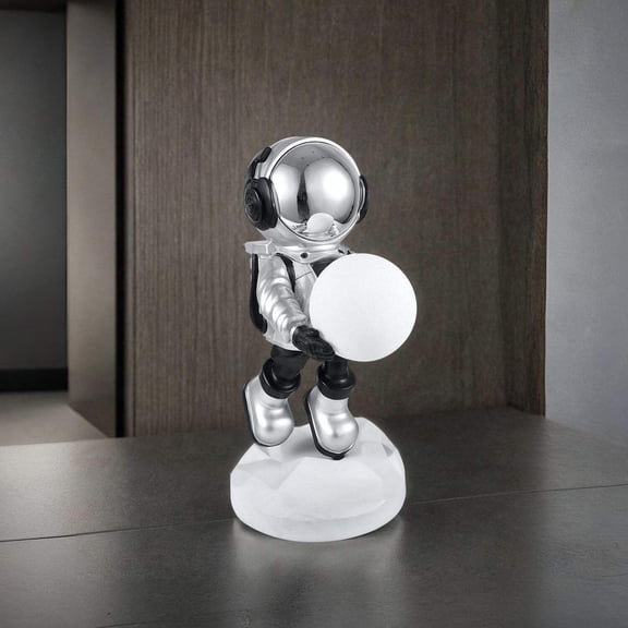 Lighted Astronaut Sculpture // Black Silver Small