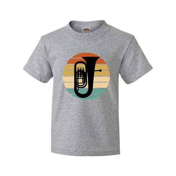 Inktastic Tuba Music Retro Sunset Silhouette Youth T-Shirt