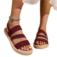 thumbnail image 2 of Beach Shoes, Sandals Wide Feet, Women's Summer Flat Sandals Open Toe Slingback Comfortable Slip-On Sandals Non Slip Elastic Ankle Strap Walking Sandals Outdoor Sport Walking Casual Sandals, Wine 7.5, 2 of 8