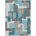 thumbnail image 2 of 9' X 12' Teal Blue Aqua And Beige Abstract Washable Indoor Outdoor Area Rug, 2 of 5
