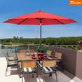 thumbnail image 2 of Ulax furniture 11 Ft Outdoor Tiltable Round Market Sunbrella Umbrella with Aluminum Pole and Crank, Jockey Red (Stand Not Included), 2 of 5