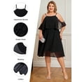 thumbnail image 3 of LapaPlus Womens Plus Size Chiffon Dress - Beaded Ruffled Sleeves & Adjustable Straps, Elastic Waist Formal Evening Gown for Weddings/Parties (US14-22), 3 of 9