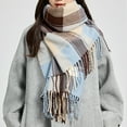 thumbnail image 4 of Blanket Scarf Plaid Long Warp Shawls Fashion Tartan Knit Winter Warm Lattice Scarves-grey, 4 of 5