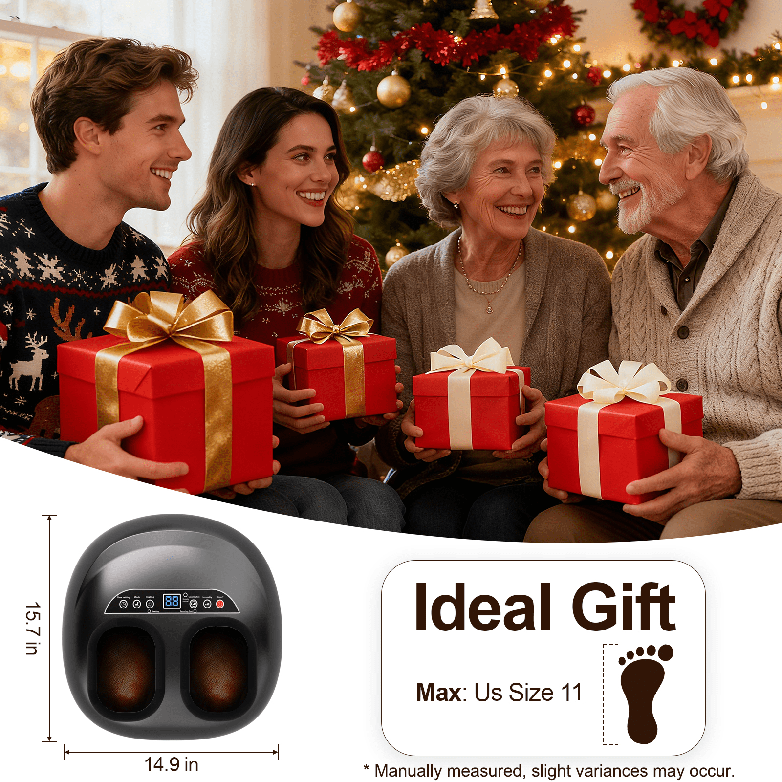 QI-EU Shiatsu Foot Massager with Heat, Plantar Fasciitis Relief Gift for Women Men Fathers Day Gifts
