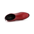 thumbnail image 4 of BLISSFUL STEP Women's Rounded Toe Back Zip Block Heel Ankle Booties Red 8.5, 4 of 8