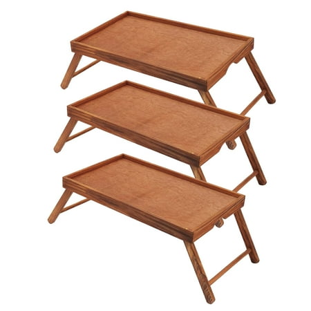 

Home Basics Multi-Purpose Wooden Bed Tray With Carved Handles and Folding Legs Pine (3 Pack)