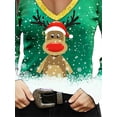 thumbnail image 4 of DYMADE Women Plus Size Christmas Animal Print V-neck Long Sleeve T-shirt Slim Top, 4 of 4
