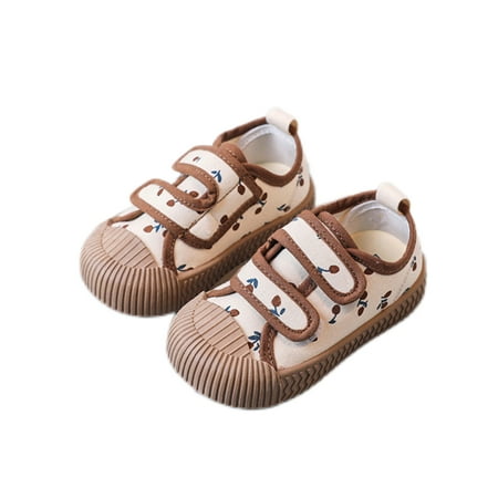 

Woobling Kids Canvas Sneaker Floral Skate Shoe Magic Tape Flats Daily Sneakers Lightweight Walking Shoes Comfort Breathable Brown 11C