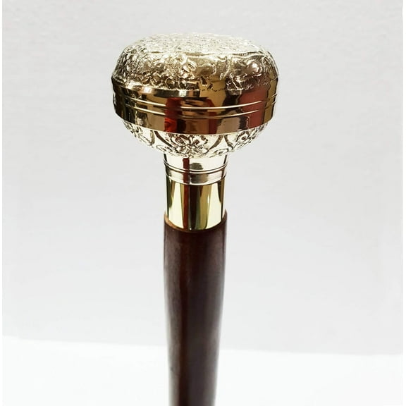 Antique Brass Handle Walking Stick Folding Wooden Victorian Brass 3 fold Walking Cane Gift.