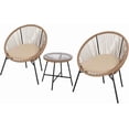 thumbnail image 3 of QinaQin 3 Piece Rattan Bistro Set with Seat Cushions, Brown, 3 of 8