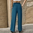 thumbnail image 3 of REORIAFEE Business Casual Pants for Women with Pockets Solid Print Palazzo Pants Straight Leg Adjustable Tie Knot Casual Pants Lightweight Baggy Stretchy Trousers 2024 Trending Fashion Clothing, 3 of 5