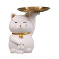 thumbnail image 2 of Decoración De Almacenamiento Escultura de gato de la fortuna, decoración de dulces, artículos varios, escultura de animales para el hogar (blanco) Libre de BPA, 2 of 9