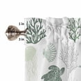 thumbnail image 5 of Tier Curtains 45 Inches Long, Sage Green Coastal Window Treatment Curtain Drapes, Nautical Summer Beach Coral Sea Turtle Small Curtain Drapes for Bathroom Laundry Room, 27.5"x45", 2 Panels, 5 of 7