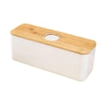 thumbnail image 3 of Caja de pan con tapa de madera, organizador para tostadas, galletas y bagels. tapa de agujero blanco, 3 of 9