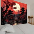 thumbnail image 3 of Anime Wall Tapestry for Bedroom Aesthetic, Large Black Red Japanese Forest Moon Wall Art Decor Tapestries Wall Hanging, Vintage Dark Nature Mountain Landscape Backdrop for Living Room 60"X79", 3 of 8