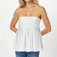 thumbnail image 4 of Vmvidoty Women's Tube Tops Ruffle Hem Sleeveless Peplum Bandeau Strappy Cami Tank Top White S, 4 of 7
