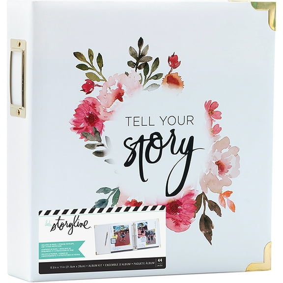 Heidi Swapp Storyline2 D-Ring Album 8.5"X11"-White Floral
