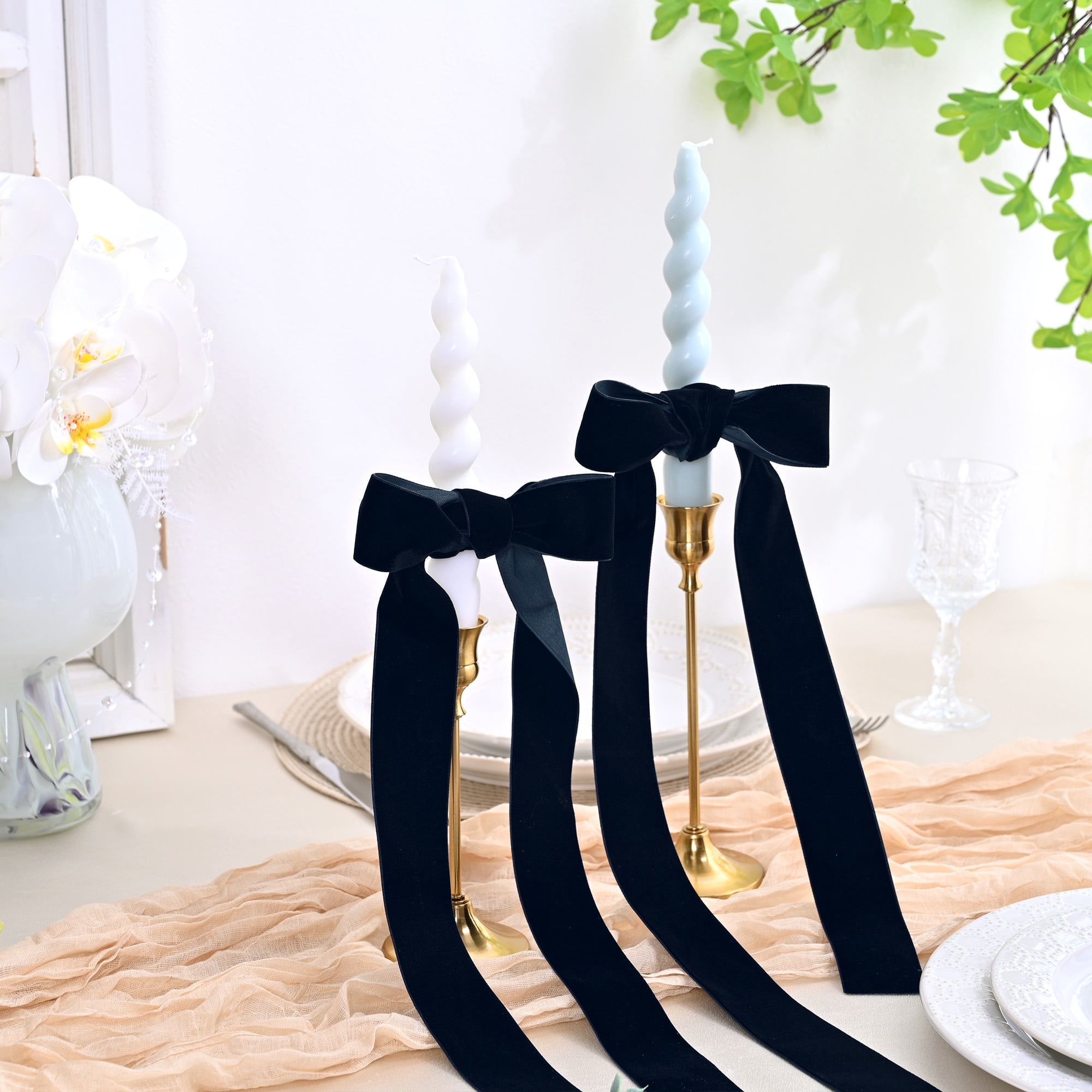 1.5 Inch Velvet Ribbon, 20 Yards Single Face Thin Ribbon navyblue