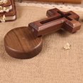 thumbnail image 4 of Cruz de madera estatua tallada a mano ornamento ilustraciones decorativas DIY crucifijo base redonda Zulema Estatuas de crucifijo, 4 of 8