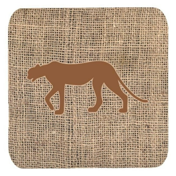 Leopard Burlap And Brown Foam Coasters, Set Of 4