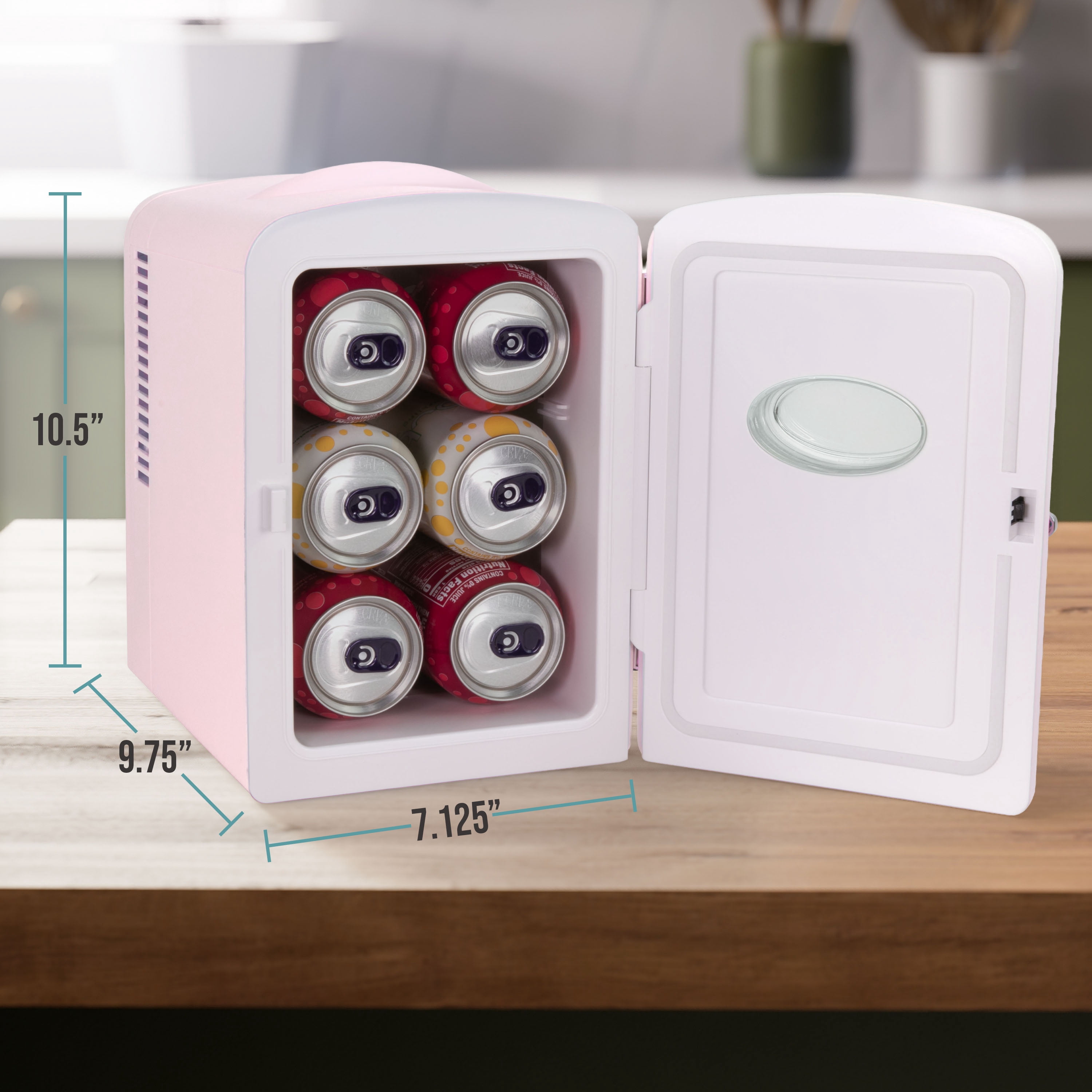 Nostalgia Retro 6-Can Display Fridge & Heater, Pink