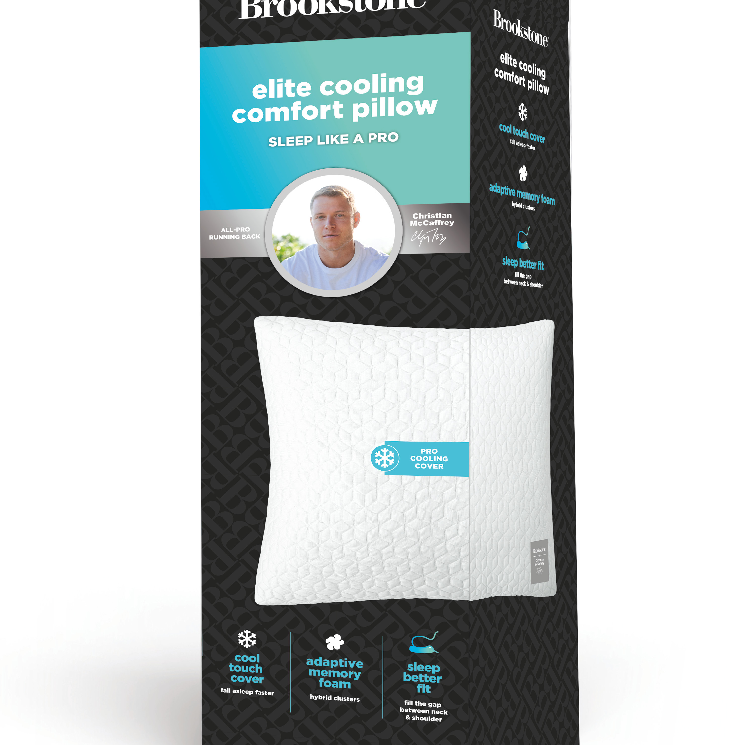 Brookstone X McCaffrey Dual Comfort Cooling Memory Foam Pillow - Sleep like a Pro - Adaptive BioSense Foam, Cool Touch Cover for Faster Sleep, Easy Care Machine Washable, 27'' x 20'' - White