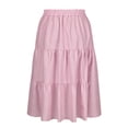 thumbnail image 6 of Women's Plaid Gingham Midi Skirts A-Line Elastic High Waisted Tiered Flowy Skirts Soft Ruffled Vacation Skirt, 6 of 8