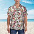 thumbnail image 4 of Balery Roses Mixed Zebra Print Men's Hawaiian Shirts Short Sleeve Beach Shirt Relaxed Fit Vacation Button Down Shirts-Large, 4 of 9