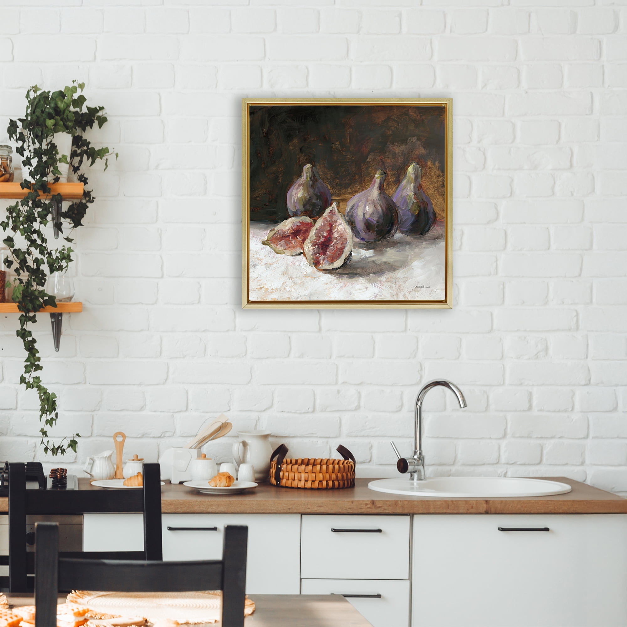 Stupell Industries Rustic Fig Still Life Gold Framed Floater Canvas Wall Art, design by Danhui Nai