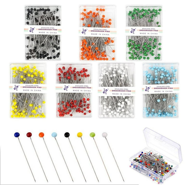 50 Pieces Sewing Pins, with Big Glass Ball Head for Fabric  Sewing,Multicolor Corsage Stick Pins for Dressmaker, Quilting and DIY