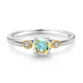 thumbnail image 2 of Gem Stone King 925 Sterling Silver and 10K Yellow Gold Mercury Mist Mystic Topaz and White Lab Grown Diamond 3 Stone Engagement Ring for Women (0.58 Cttw, Round November Birthstone, Size 6), 2 of 4