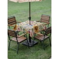 thumbnail image 4 of Outdoor Tablecloth with Umbrella Hole for Patio/Picnic/Party/Camping, Sunflower Vintage Waterproof Table Cloth Square Cover Washable, Yellow Floral Summer Botanical Retro Art (60"x 60"), 4 of 8
