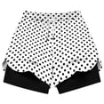thumbnail image 5 of SAWOBUUN Women Polka Dot Running Shorts High Waist Athletic Casual Loose Elastic Drawstring Shorts with Lining, 5 of 6