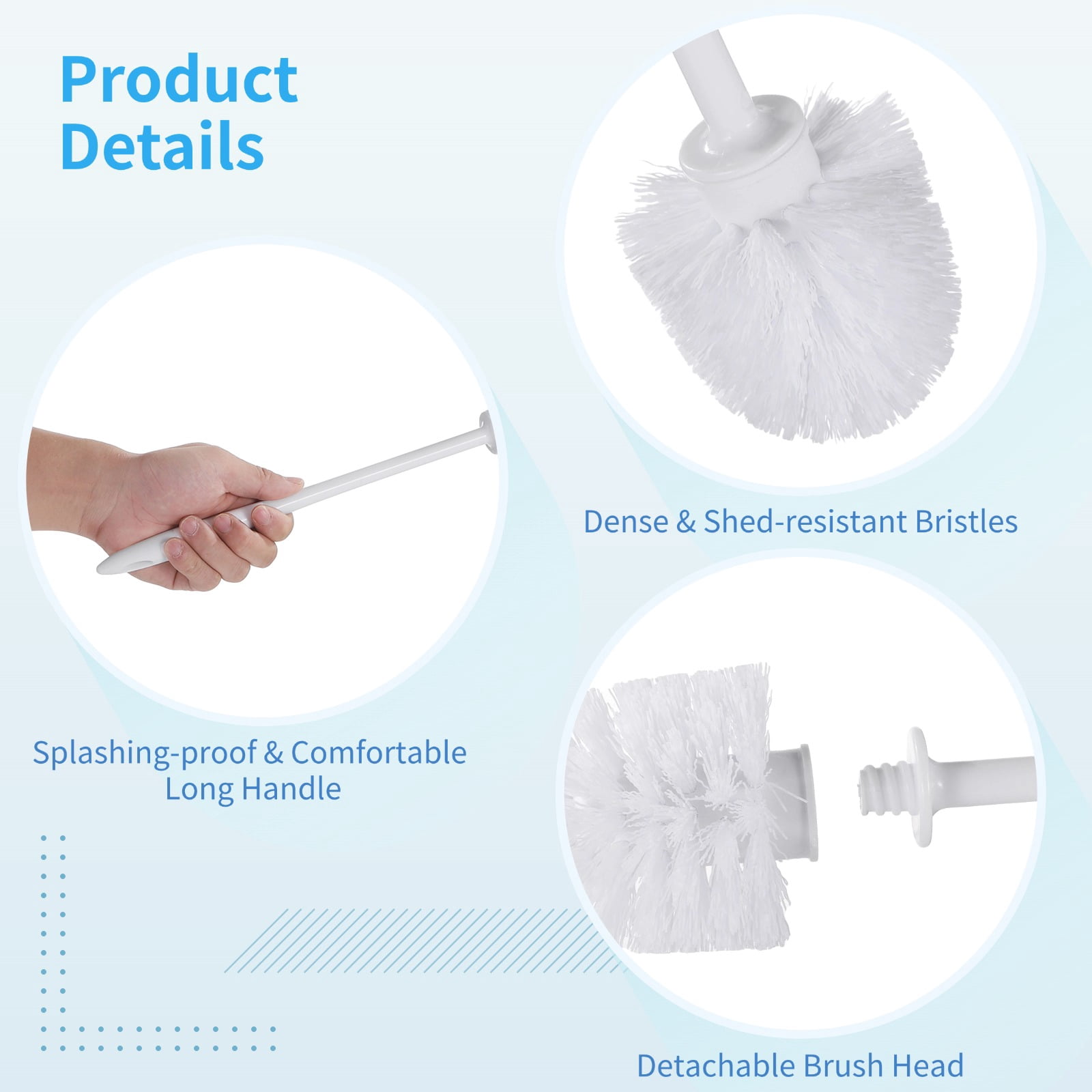 15 Pcs Toilet Brushes, Long Handle Bowl Brushes for Bathroom, Plastic Toilet Scrubber Brushes, Effective and Easy to Clean, Space-Saving Bathroom Cleaning Supplies