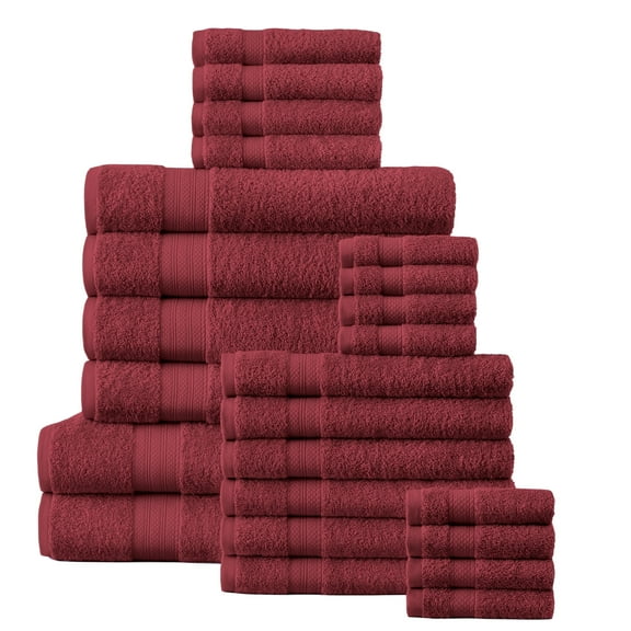 Casa Platino 24 Piece Towel Sets for Bathroom - Quick Dry Bath Towels, Includes Bath Sheets, Hand Towels, Washcloths - Biking Red