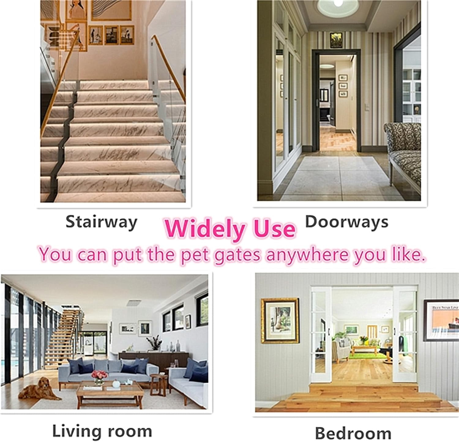 Clear freestanding Dog gate for Indoor use,Pet Gates for doorways no Drilling,Acrylic Foldable Dog gate for Stairs with Support feet (3Panel - 60''W x 23''H)