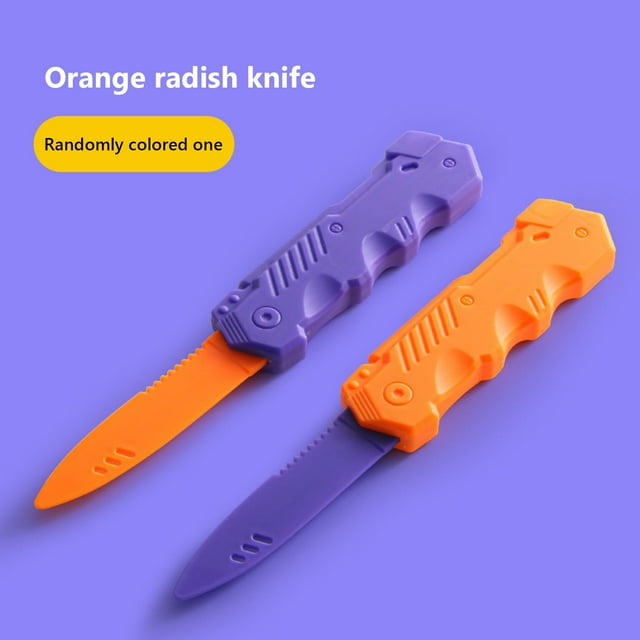 Cuchillo de zanahoria de juguete retráctil de plástico Mouliraty, cuchillo de juguete de seguridad para niños divertido y relajante, 1 pieza