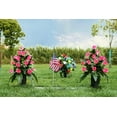 thumbnail image 2 of Sets Artificial Cemetery Flowers,Outdoor Grave Decorations Roses,Beautiful Arrangements Bouquet with Cemetery Vase,Lasting and Non-Bleed Colors (Light Pink), 2 of 5