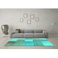 thumbnail image 3 of Ahgly Company Machine Washable Indoor Rectangle Checkered Turquoise Blue Modern Area Rugs, 2' x 4', 3 of 4