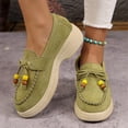 thumbnail image 5 of Women's Casual Plus Size Beaded Bow Walking Shoes, Suede Round Toe Loafers Design with Breathable Lining, Comfortable Slip on Sneakers for Daily Wear, 5 of 7