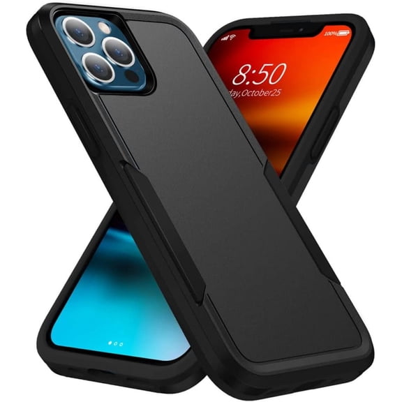 Entronix Heavy Duty Case Compatible with iPhone 12 Pro Max, Hybrid Hard Cover, Black