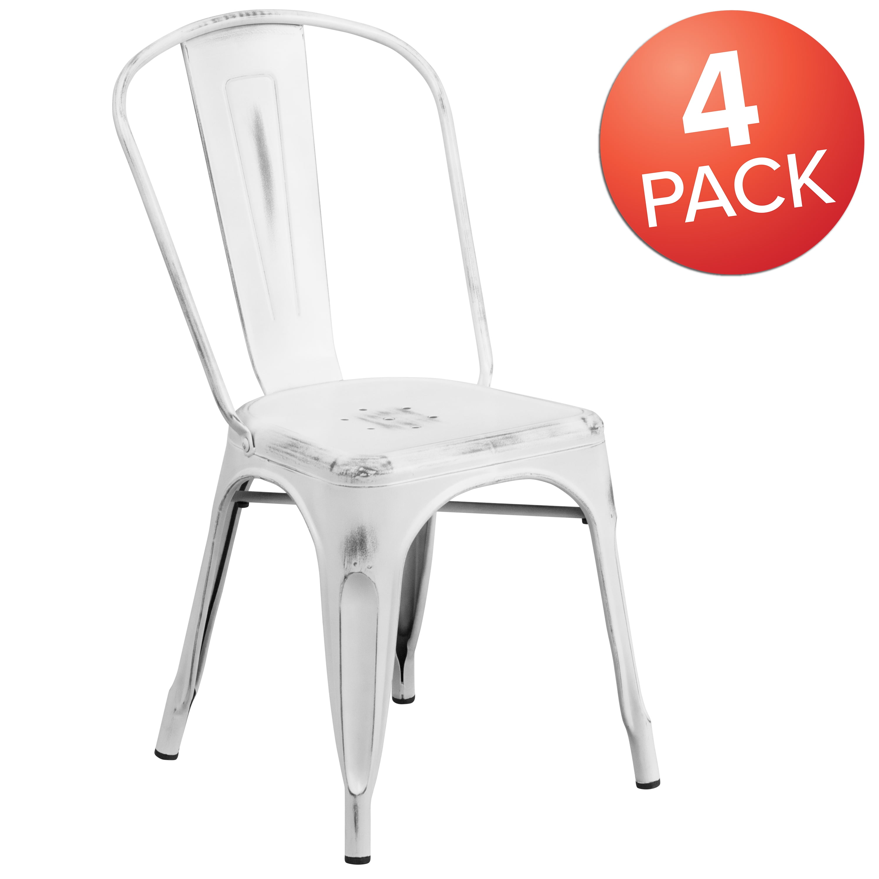 Flash Furniture 4pk Distressed Metal Indoor Stackable Chair, Multiple