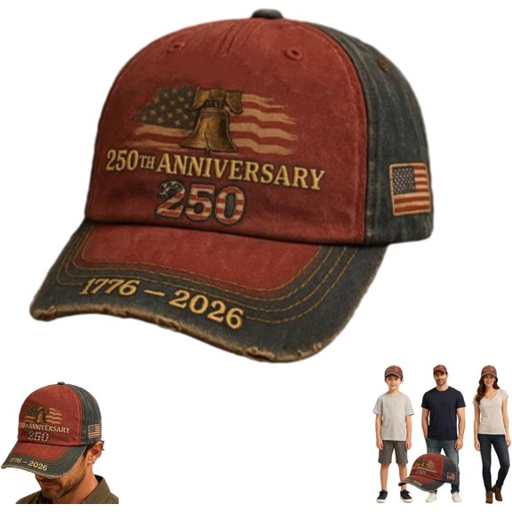 United States 250th Anniversary Red Cap, Retro Adjustable Embroidered Patriotic Baseball Cap for Men Women