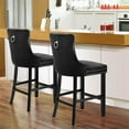 thumbnail image 2 of Velvet Bar Stools Set of 2, Upholstered Counter Height Bar Chair with Rivet and Button Trim, Bar Stool with Back and Footrest, for Dining Room, Kitchen, Pub, Black, 2 of 7