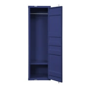 Industrial Style Metal Wardrobe with Recessed Door Front, Blue