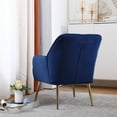 thumbnail image 4 of Velvet Accent Chair, Mid Century Single Sofa Chair with Gold Metal Legs, Upholstered Leisure Armchair with Channel Tufted Back, Comfy Barrel Chair Side Chair for Living Room Bedroom Office, Navy, 4 of 7